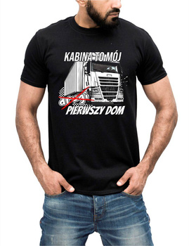 Koszulka męska bawełniana t-shirt KABINA TO MÓJ DRUGI PIERWSZY DOM KIEROWCY CIĘŻARÓWEK TIR