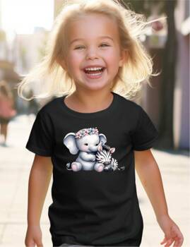 SŁOŃ ZEBRA PRZYTULANIE ZWIERZĘTA. Koszulka bawełniana dla dziewczynki dziecięca rozmiar od 92 do 122 cm