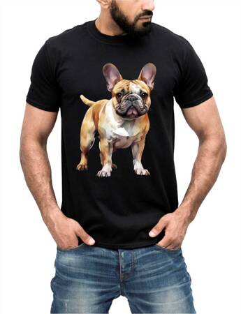 BULDOG FRANCUSKI ODZIEŻ Z TWOIM PSEM PUPILEM #2. Koszulka bawełniana męska z nadrukiem t-shirt