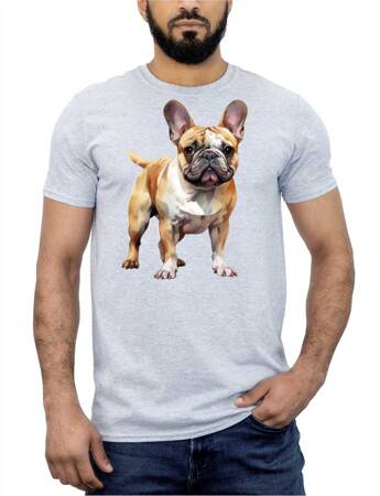 BULDOG FRANCUSKI ODZIEŻ Z TWOIM PSEM PUPILEM #2. Koszulka bawełniana męska z nadrukiem t-shirt