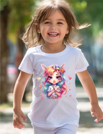 JEDNOROŻEC #4. Koszulka bawełniana dla dziewczynki dziecięca rozmiar od 92 do 122 cm