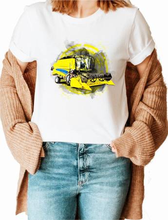 KOMBAJN NEW HOLLAND MASZYNY ROLNICZE PIĘKNA POLSKA WIEŚ Koszulka bawełniana damska z nadrukiem t-shirt 