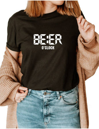 Koszulka damska bawełniana t-shirt BEER O'CLOCK