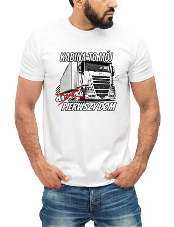 Koszulka męska bawełniana t-shirt KABINA TO MÓJ DRUGI PIERWSZY DOM KIEROWCY CIĘŻARÓWEK TIR