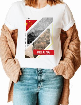 MIASTA ŚWIATA BEIJING GREAT WALL OF CHINA  Koszulka bawełniana damska z nadrukiem t-shirt 