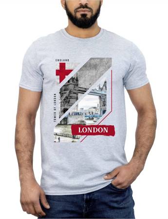 MIASTA ŚWIATA LONDYN TOWER OF LONDON Koszulka bawełniana męska z nadrukiem t-shirt