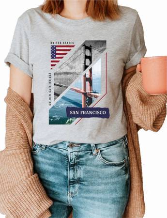 MIASTA ŚWIATA SAN FRANCISCO GOLDEN GATE BRIDGE  Koszulka bawełniana damska z nadrukiem t-shirt 
