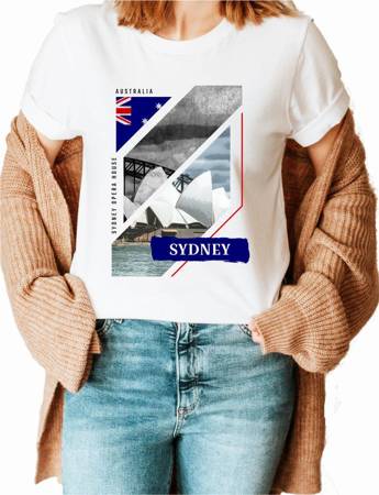 MIASTA ŚWIATA SYDNEY OPERA HOUSE Koszulka bawełniana damska z nadrukiem t-shirt 