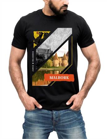 MIASTO POLSKI MALBORK ZAMEK W MALBORKU Koszulka bawełniana męska z nadrukiem t-shirt