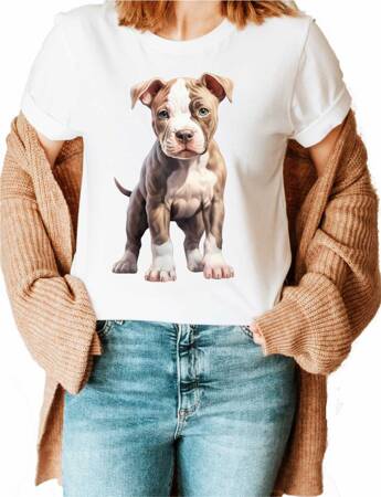 PITBULL ODZIEŻ Z TWOIM PSEM PUPILEM #1. Koszulka bawełniana damska z nadrukiem t-shirt 