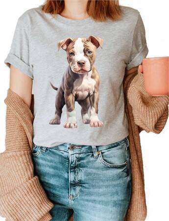 PITBULL ODZIEŻ Z TWOIM PSEM PUPILEM #1. Koszulka bawełniana damska z nadrukiem t-shirt 