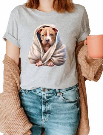 PITBULL ODZIEŻ Z TWOIM PSEM PUPILEM #3. Koszulka bawełniana damska z nadrukiem t-shirt 