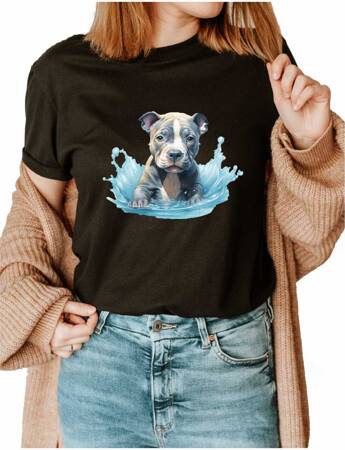 PITBULL ODZIEŻ Z TWOIM PSEM PUPILEM #5. Koszulka bawełniana damska z nadrukiem t-shirt 