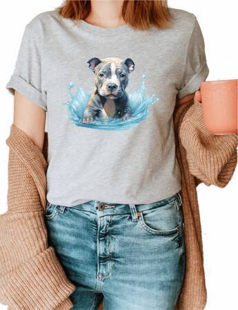 PITBULL ODZIEŻ Z TWOIM PSEM PUPILEM #5. Koszulka bawełniana damska z nadrukiem t-shirt 