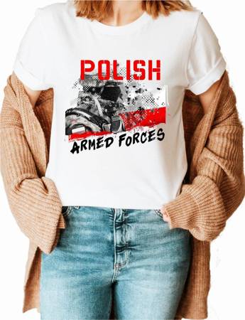 POLISH ARMED FORCES Koszulka bawełniana damska z nadrukiem t-shirt 