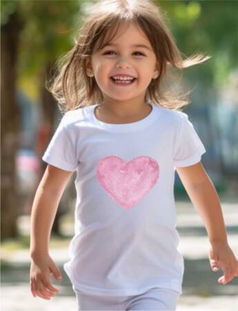 SERCE SERDUSZKO RÓŻOWE MIŁOŚĆ PRZYJAŹŃ. Koszulka bawełniana dla dziewczynki dziecięca rozmiar od 92 do 122 cm