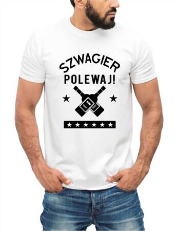 SZWAGIER POLEWAJ. Koszulka bawełniana męska z nadrukiem t-shirt