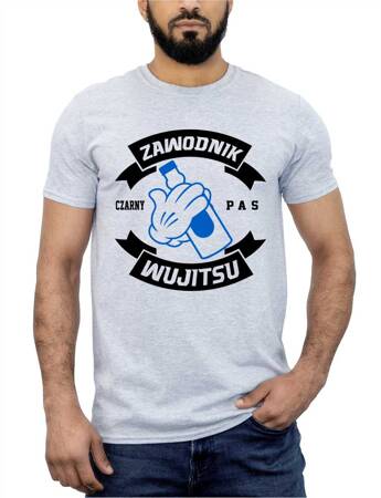 ZAWODNIK CZARNY PAS WUJITSU. Koszulka bawełniana męska z nadrukiem t-shirt